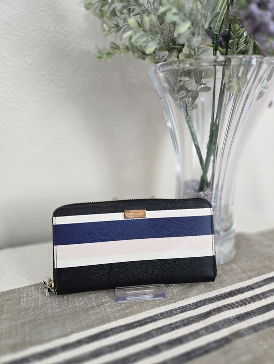 kate spade Handbags - Kate Spade Striped Zip-Around Wallet
